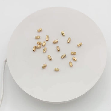 20pcs Gold/ Silver tone Oval Beads 6x3.5mm, Real Gold/ Rhodium plated Brass Tube Spacers (GB-715)