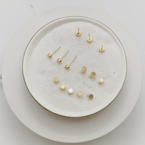 10pcs Gold/ Silver Round Stud Earring 4mm, Minimalist Round Coin Ear Posts (GB-3317)