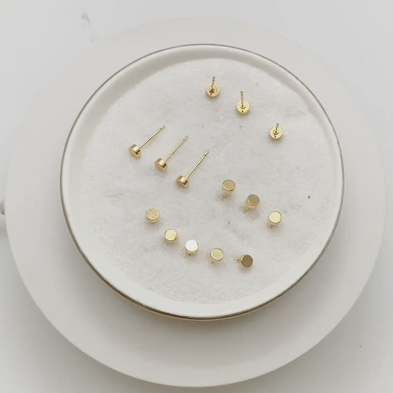 10pcs Gold/ Silver Round Stud Earring 4mm, Minimalist Round Coin Ear Posts (GB-3317)