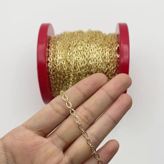 Gold/ Silver tone Flat Oval Cable Chains 4mm, 18K Gold/ Rhodium plated on Brass, Craft DIY Jewelry Chain Wholesale (#LK-238)/ 1 Meter=3.3 ft