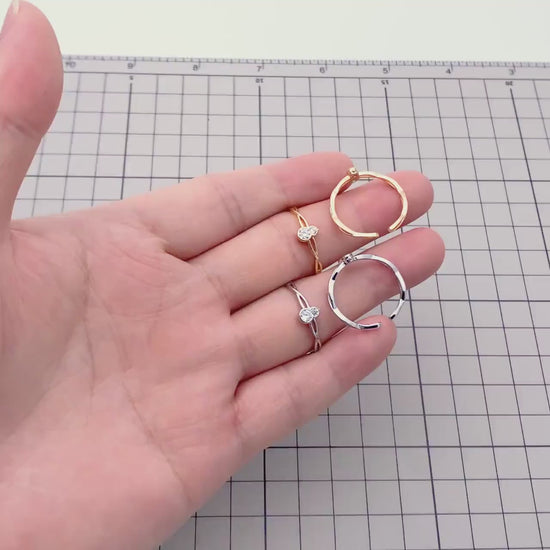 4pcs CZ Pave Gold/ Silver Gourd Ring, Modern Style Ring, Fashion Rings, Dainty Rings, Adjustable Ring (#JZ-008)