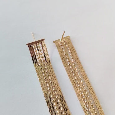 4pcs Chain Tassel Earrings, Long Tassel Stud Earring, Gold Dangling Earrings, Minimalist Earrings (GB-3038)