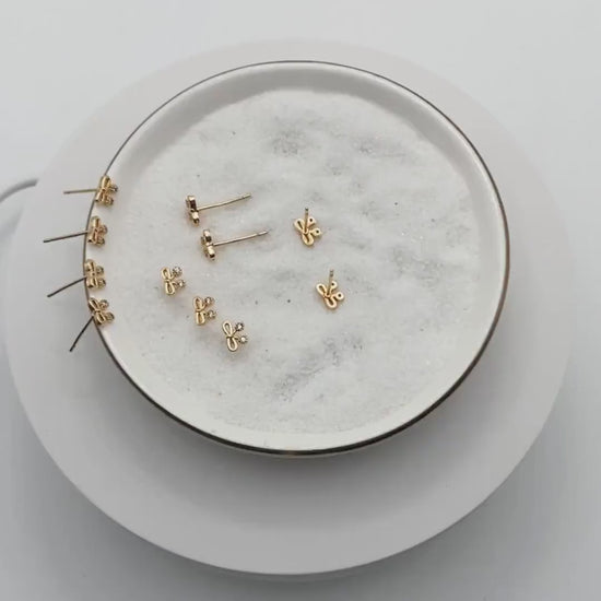 10pcs CZ Pave Gold Bowknot Earrings, 18K Real Gold plated Brass, Bow Knot Stud Earring  (GB-4068)