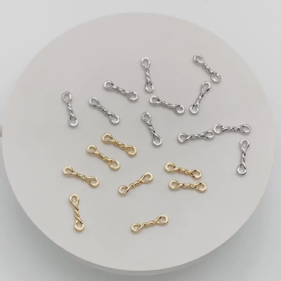 10pcs Gold/ Silver Knot Connectors 17x5mm, 18K Gold/ Rhodium plated Brass (GB-2168)