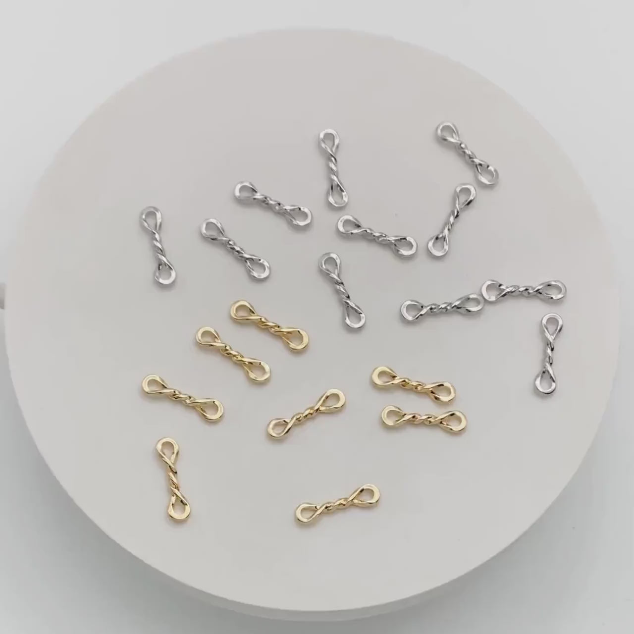 10pcs Gold/ Silver Knot Connectors 17x5mm, 18K Gold/ Rhodium plated Brass (GB-2168)