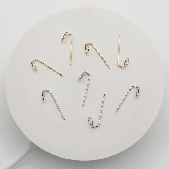 10pcs Gold/ Silver Hammered Hoop Ear Hooks, Gold/ Rhodium plated Brass, Minimalist Round Earrings (GB-4431)