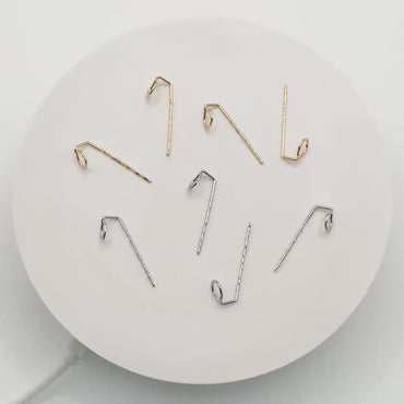 10pcs Gold/ Silver Hammered Hoop Ear Hooks, Gold/ Rhodium plated Brass, Minimalist Round Earrings (GB-4431)