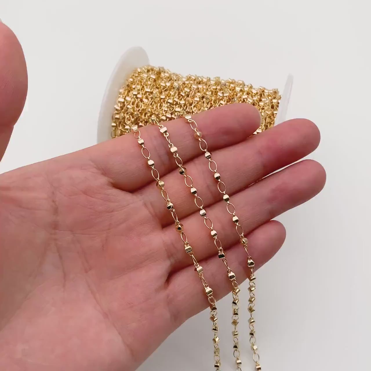 Gold plated Brass Link Chains 2.8mm, Floral Specialty Chains for DIY Necklace (#LK-397)/ 1 Meter=3.3 ft