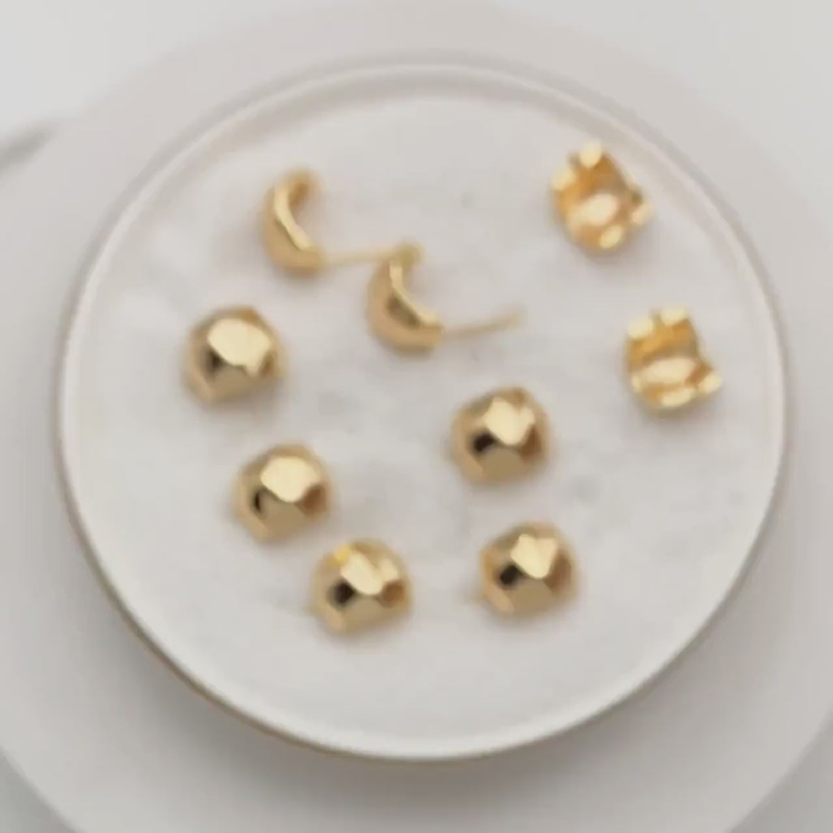 10pcs Gold Faceted Ear Post with Loop, Gold plated Brass, Geometric Stud Earrings (GB-2966-A)