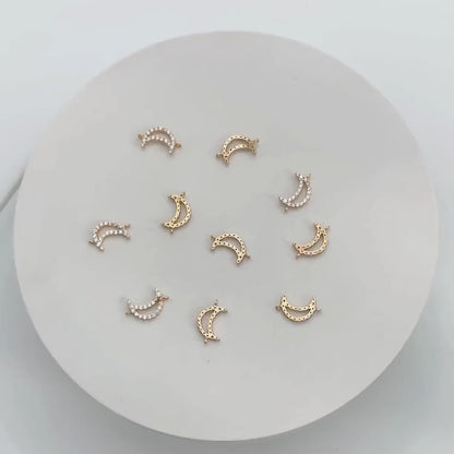 10pcs Gold Plated Moon Connectors: CZ Pave Moon Charms 14x8mm (GB-618-E)