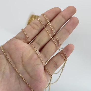 Oval Cable Chains 2mm, 18K Gold plated on Brass, Craft DIY Jewelry Chain Wholesale (#LK-385)/ 1 Meter=3.3 ft