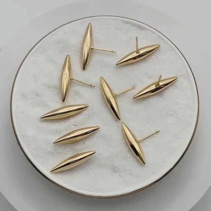4pcs Gold Marquise Ear Posts, Horse Eye Stud Earrings, Jewelry Making, Diy Material, Jewelry Supplies (GB-3426)