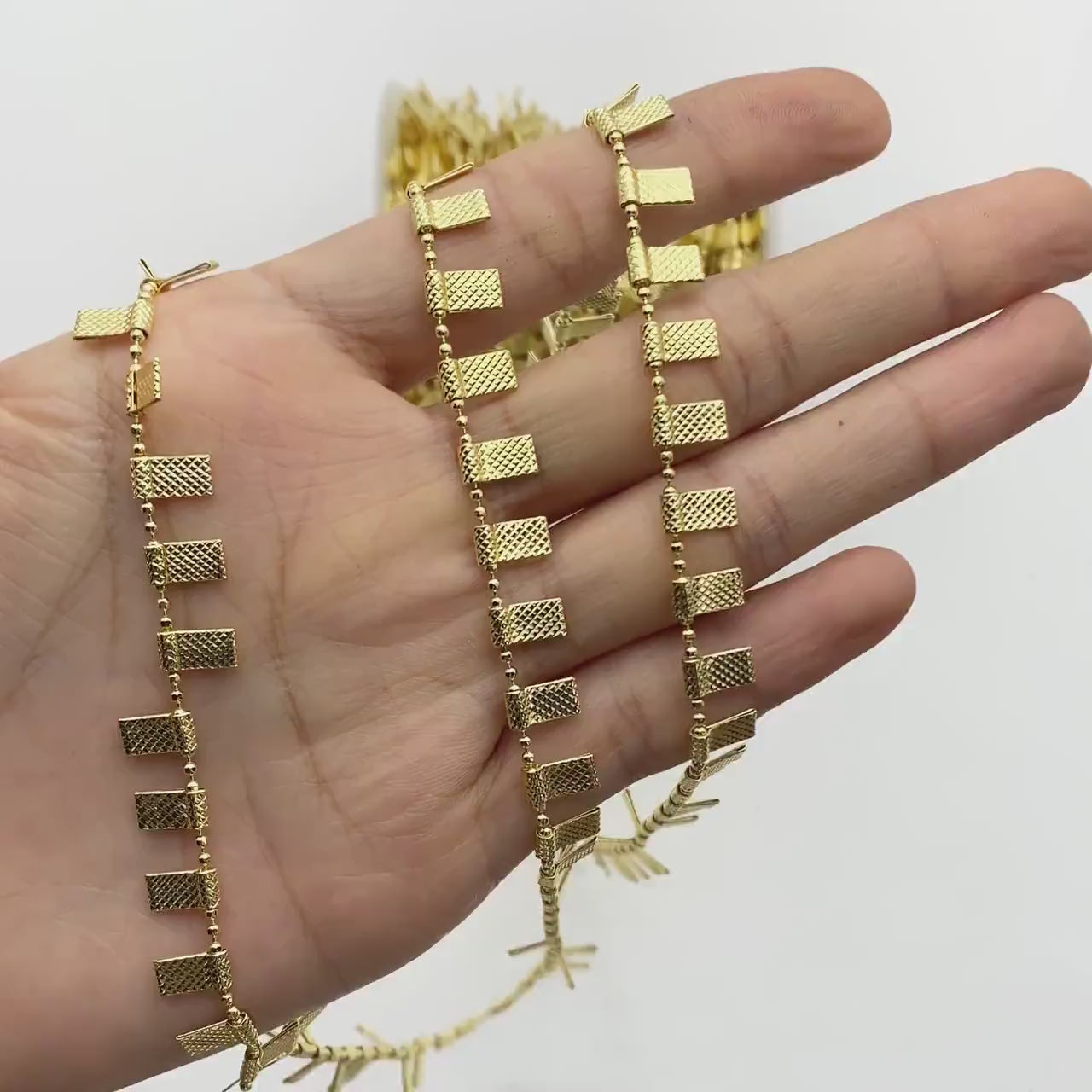 Gold plated Brass Rectangle Chains, DIY Material Supplies (#LK-408)/ 1 Meter=3.3 feet