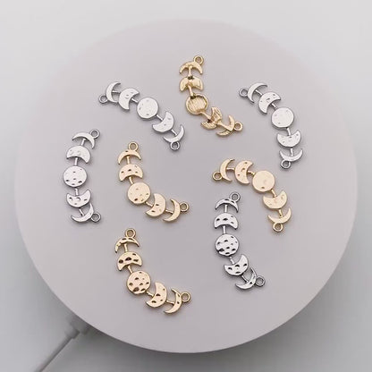 10pcs Gold/ Silver Moon Phases Bar Connectors 32mm, Real Gold/ Rhodium plated Brass Moon Charms (GB-4128)