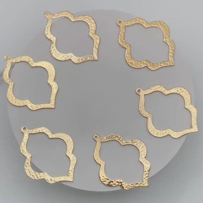 10pcs Hammered Gold Drop Charms, 18K Gold plated Brass Drop Pendants (GB-1404-H)