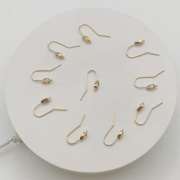 10pcs Gold Plated Teardrop Earring Hooks: CZ Pave Brass Earwires, 22mm (GB-1125-C)