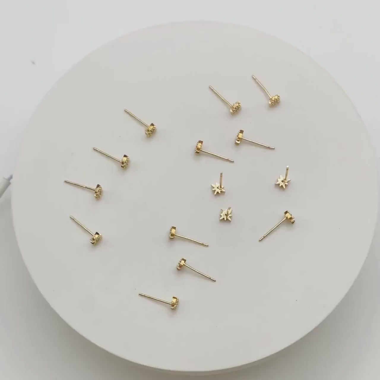 10pcs CZ Paved North Star Ear Posts, 5.5mm, Real Gold Plated Brass Star Stud Earrings (#GB-3041-E)