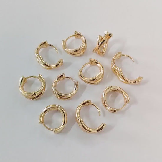 10pcs Gold/ Silver Tone Criss Cross Hoop Earrings, Gold/ Rhodium plated Brass,  Huggie Earrings, Gold Hoops, Huggies (GB-3465)