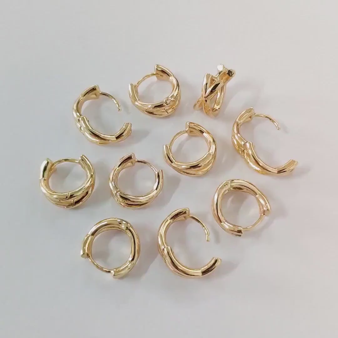 10pcs Gold/ Silver Tone Criss Cross Hoop Earrings, Gold/ Rhodium plated Brass,  Huggie Earrings, Gold Hoops, Huggies (GB-3465)
