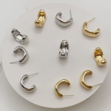 10pcs Gold/ Silver Minimalist Ear Posts, 18K Gold/ Rhodium plated Brass Ear Posts, Stud Earrings (GB-2042)
