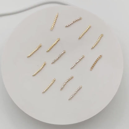 4pcs CZ Pave Bar Connector 20mm, Real Gold plated Brass, Cubic Zirconia Stick Charms (GB-1143-B)