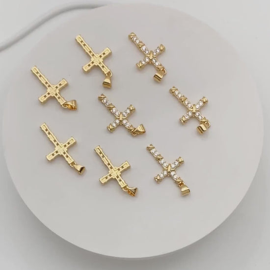 4pcs Cubic Cross Pendant, CZ Pendant, Jesus Pendant, Earrings pendant, Bracelet Charm, Necklace Pendant (GB-2288-J)
