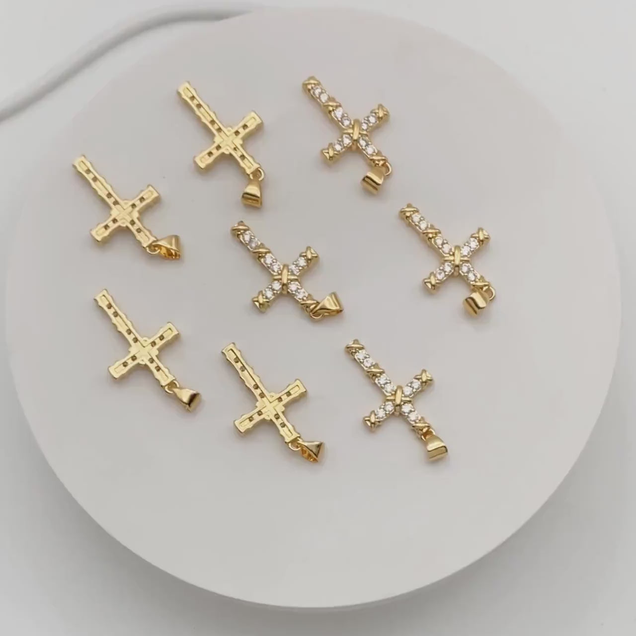 4pcs Cubic Cross Pendant, CZ Pendant, Jesus Pendant, Earrings pendant, Bracelet Charm, Necklace Pendant (GB-2288-J)