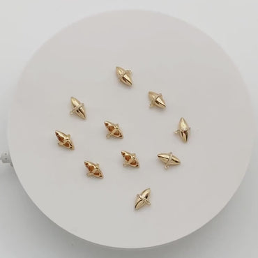 10pcs CZ Pave Oval Charm, Gold plated Brass Oval Pendant 9x13mm (GB-2770)