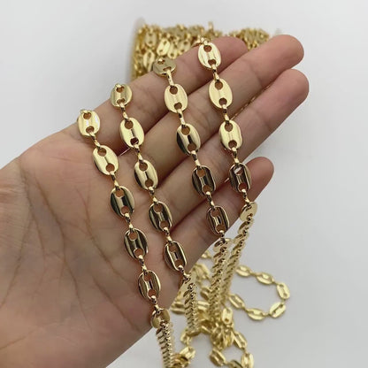 Mariner Link Chain, 8x11mm Oval Coin Chain, Thick Disk Chain, Necklace Chain Wholesale (#LK-396)/ 1 Meter=3.3 ft