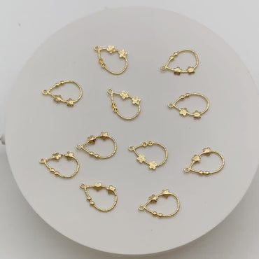 10pcs 18K Gold Flower Teardrop Charms 20x13mm (GB-3190)
