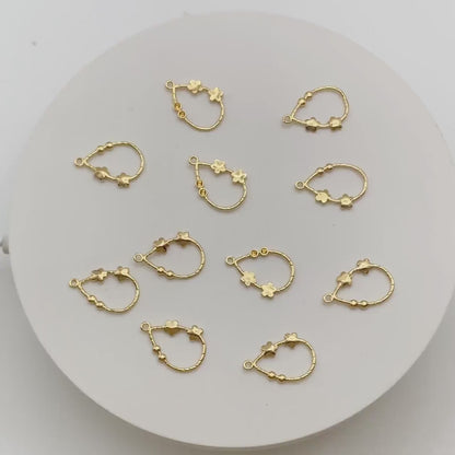10pcs 18K Gold Flower Teardrop Charms 20x13mm (GB-3190)