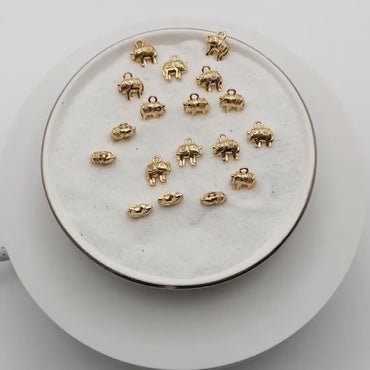 10pcs Gold Elephant Charm Pendant 9x9mm, Earring Findings, Jewelry Making, Diy Material, Jewelry Supplies (GB-2835-E)