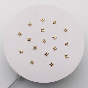 10pcs Gold/ Silver Star Spacer Beads, Gold/ Rhodium plated Brass, Cross Star Beads (GB-4121)