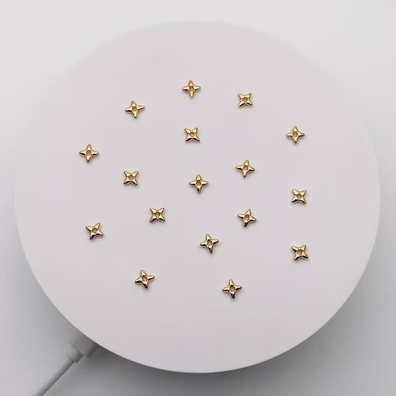10pcs Gold/ Silver Star Spacer Beads, Gold/ Rhodium plated Brass, Cross Star Beads (GB-4121)