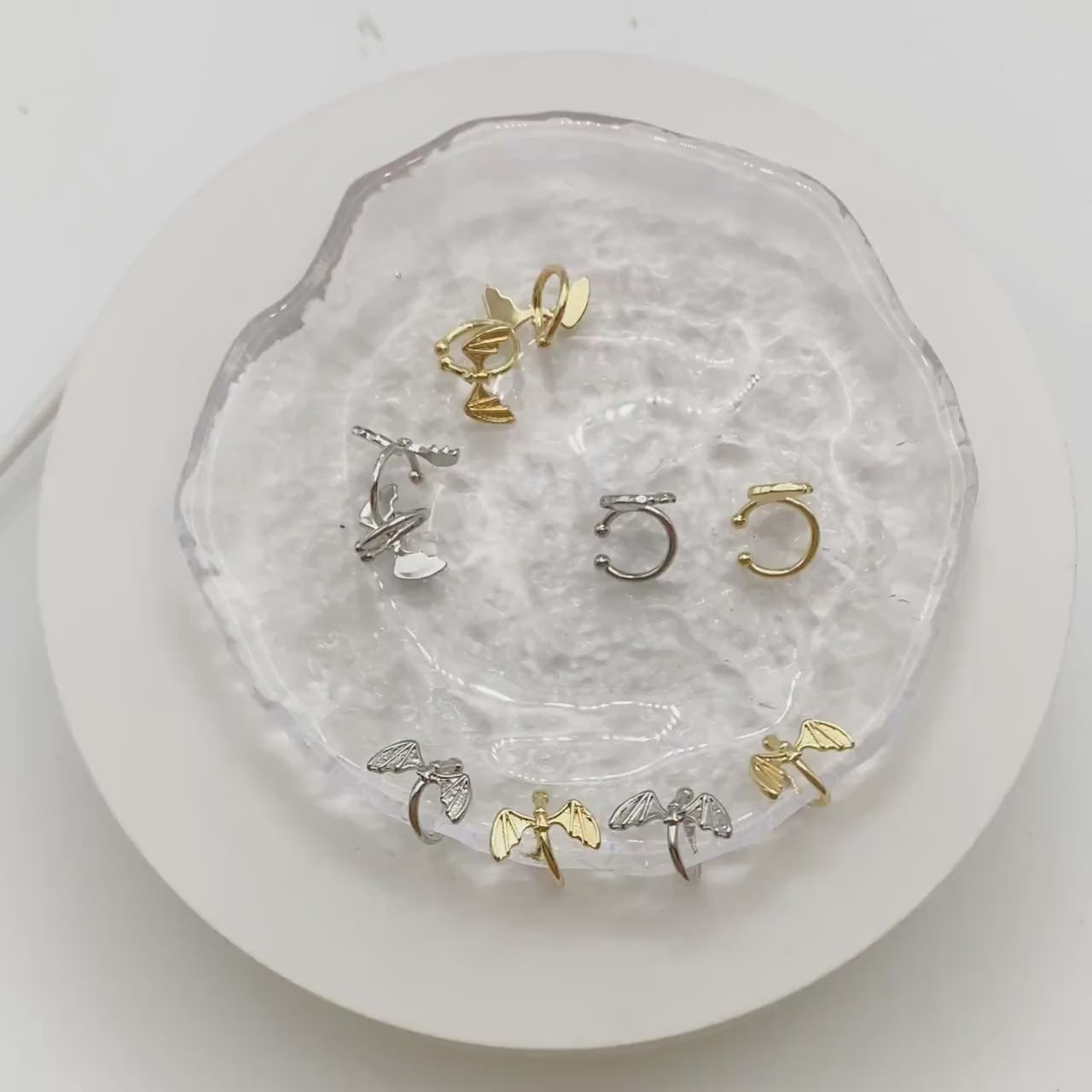 10pcs Gold/ Silver Bat Ear Cuff, Cartilage Ear Cuff, Gold/ Rhodium Plated Brass Ear Cuff, Cartilage Earrings (GB-3570)
