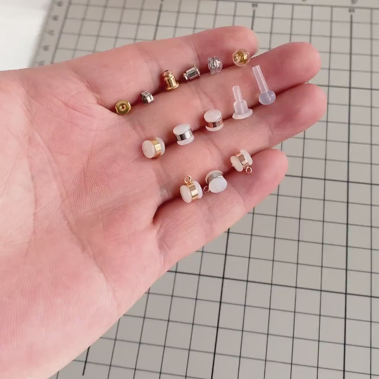 20pcs Gold/ Rhodium plated Ear Nuts, Earring Back Stoppers, Jewelry Findings Wholesale   (#GB-651)