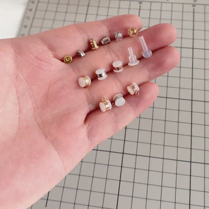 20pcs Gold/ Rhodium plated Ear Nuts, Earring Back Stoppers, Jewelry Findings Wholesale   (#GB-651)