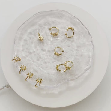 10pcs Cubic Zirconia Adjustable Gold Ear Cuffs,  Gold plated Brass Earwire Earring Clips  (GB-3539-C)