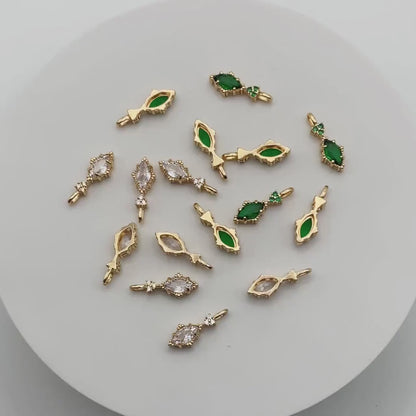 4pcs CZ Pave Marquise Charms, Gold plated Brass Horse Eye Charms (GB-3524)