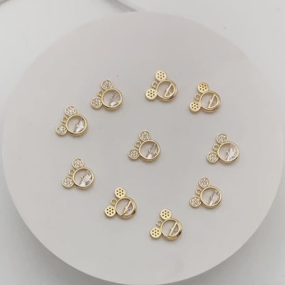 4pcs CZ Pave Mickey Mouse Charm Pendant, Jewelry Making, Diy Material, Jewelry Supplies (GB-2631)