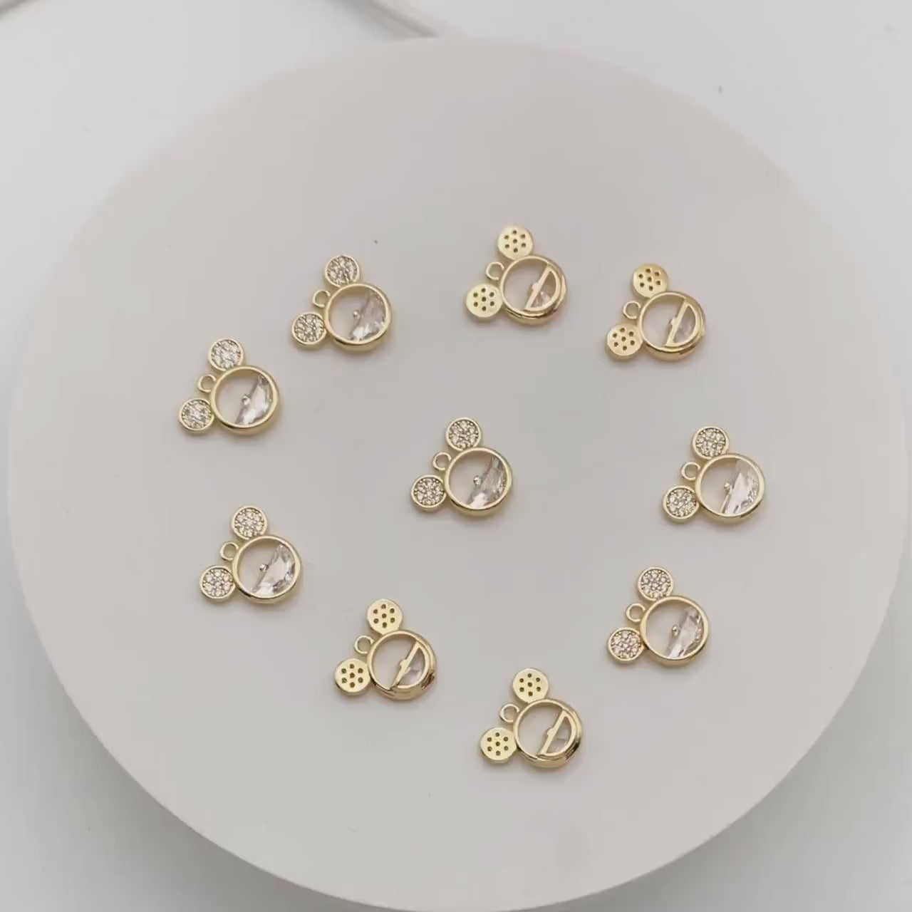 4pcs CZ Pave Mickey Mouse Charm Pendant, Jewelry Making, Diy Material, Jewelry Supplies (GB-2631)