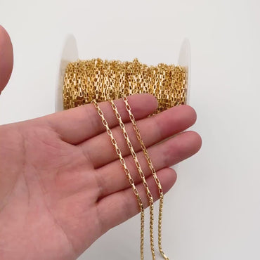 Gold plated Brass Box Chains 2mm, Box Chain for DIY Necklace Wholesale (#LK-332)/ 1 Meter=3.3 ft
