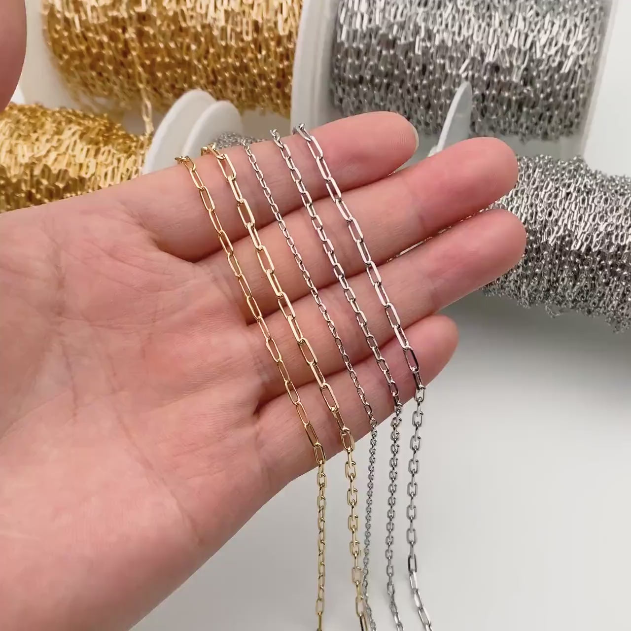 Gold/ Silver Oval Link Chains 1.6/ 2/ 2.4/ 2.8mm, 18K Gold/ Rhodium plated Brass,  Craft Supplies, Jewelry Supplies(#LK-346)/ 1 Meter=3.3 ft