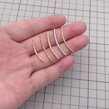 20pcs Gold/ Silver Tone Curved Tube Beads,   Metal Bar Spacer Beads (GB-046)