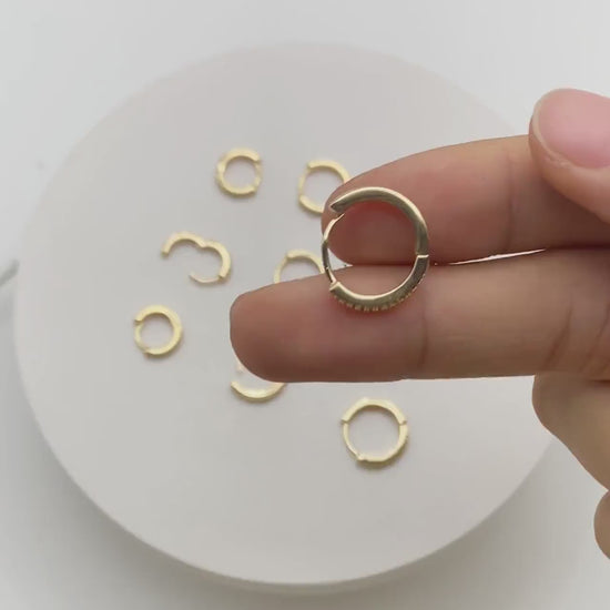 4pcs CZ Pave Hoop Earrings, 10/12/14mm,  Huggie Earrings, Minimalist Earring, Small Gold Hoops Earring (GB-3405)