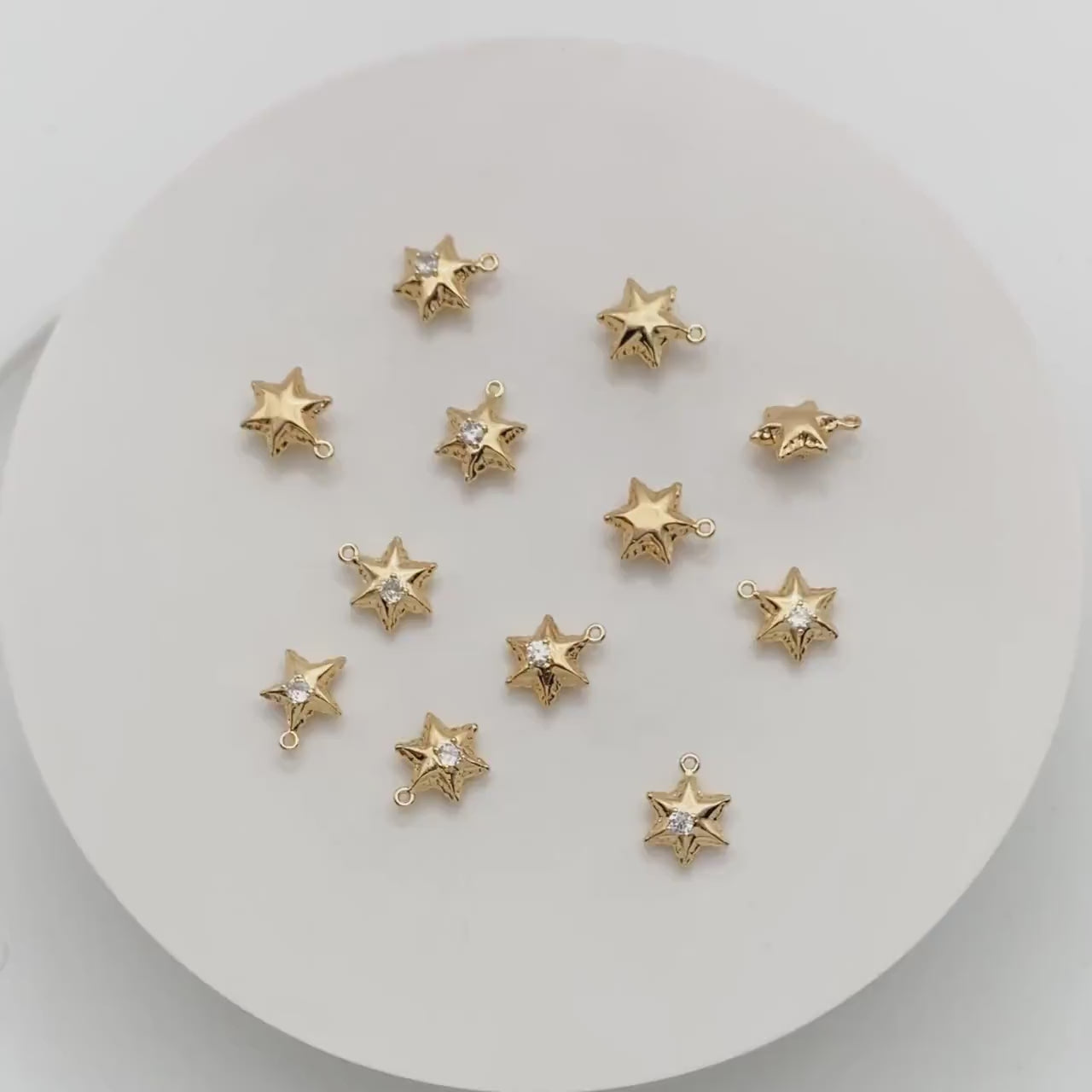 4pcs CZ pave Star Charms 13x10mm, Gold Star Pendants for Necklace/ Earrings, Jewelry Making Supplies (GB-1048-E)
