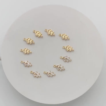 10pcs CZ Pave Gold Leaves charm, bracelet necklace pendant, Earring charm, Jewelry Making, Jewelry Supplies (GB-2748)