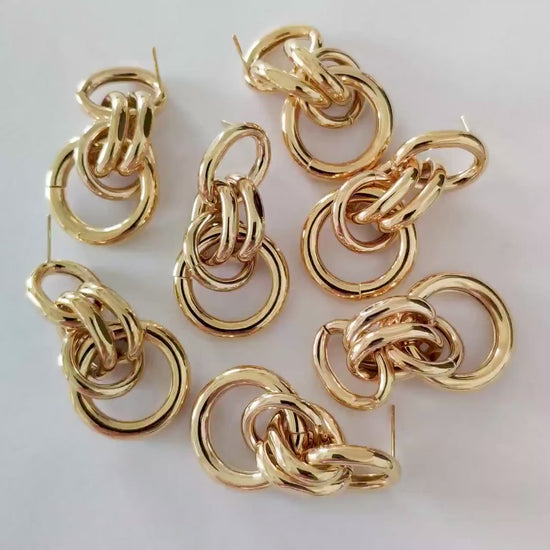 4pcs Gold / Silver Tone Thick Tube Hoops, Gold Hoop Earrings, Hollow Hoop Earrings, Chunky Hoops, Light Hoops (GB-1688)
