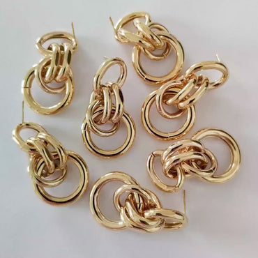 4pcs Gold / Silver Tone Thick Tube Hoops, Gold Hoop Earrings, Hollow Hoop Earrings, Chunky Hoops, Light Hoops (GB-1688)