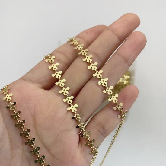 18K Gold plated Brass Link Chains 7mm  (#LK-407)/ 1 Meter=3.3 ft